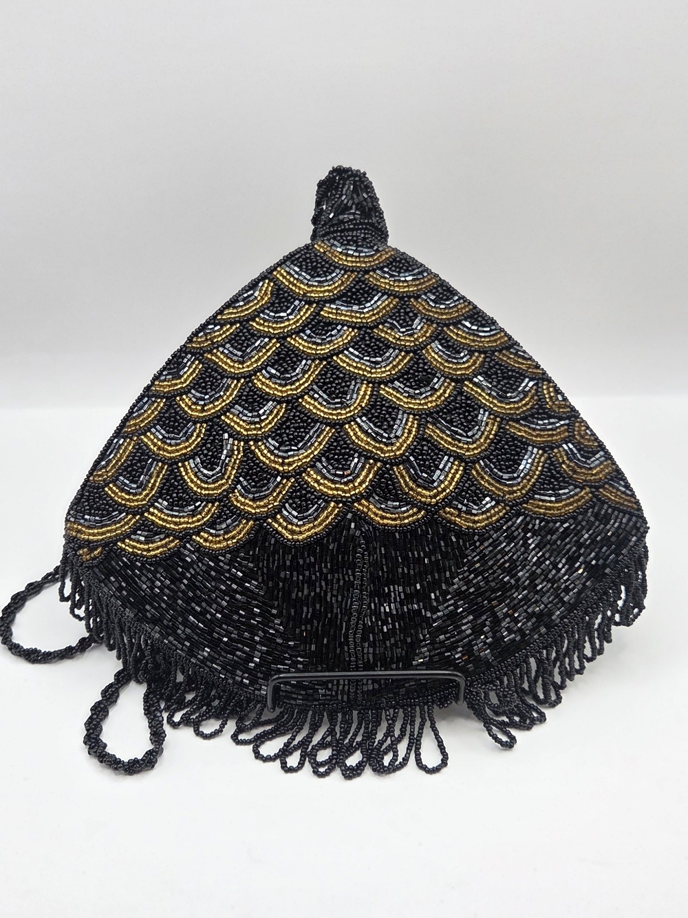 CLAM SEASHELL BEADED HANDBAG PURSE FLAPPER ROCKABILLY WHIMSICAL VICTORIAN VTG